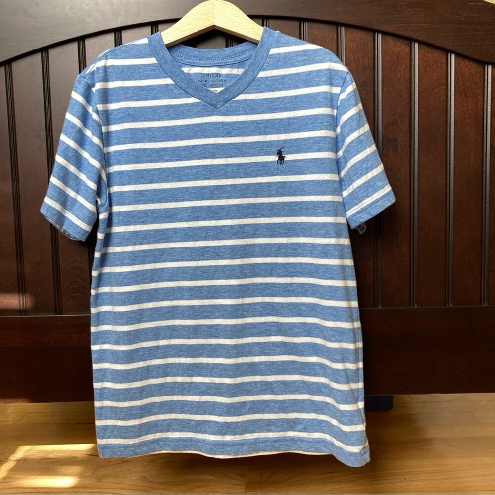 Polo Ralph Lauren Striped Blue and White Tee Boys Size Small 8